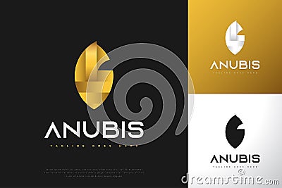 Elegant God Anubis Logo Design Template. Golden Anubis Head Icon or Symbol Vector Illustration