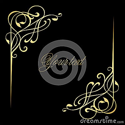 Elegant gold corner vignette in the old style. Vector Illustration