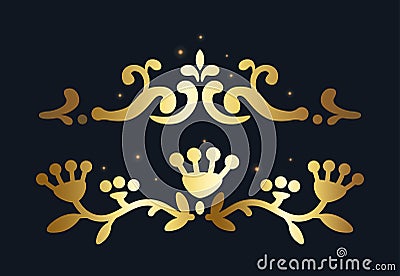 Elegant Gold Decorative Elements, Isolated Vector In Borders Or Dividers, Exude Opulence And Sophistication Vector Illustration