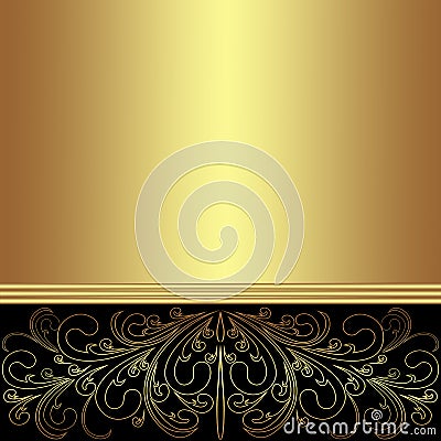 Elegant golden Background decorated the ornamental lacy Border Vector Illustration