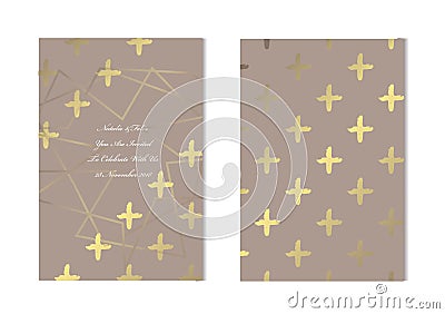 Golden floral cards set Vector Illustration