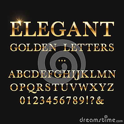 Elegant golden letters. Shiny gold vector alphabet Vector Illustration