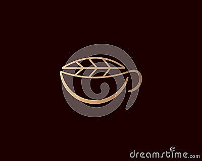 Elegant gradient a cup tea herbal tea mate of logo icon vector design in minimal style. Creative solid gold linear Vector Illustration