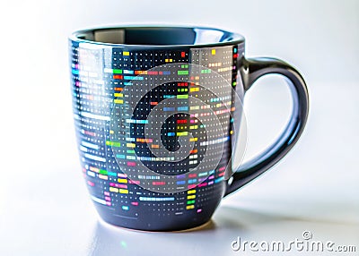 Elegant Gray Coding Mug A Dreamy Flat Lay for the Modern Programmer Featuring a Stylish Tech Mug Ideal Stock Photo
