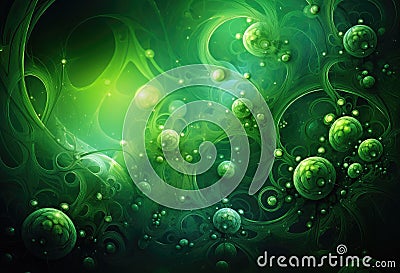 Elegant Green Baroque-Style Swirls in a Abstract Digital Art Background - Generative AI Stock Photo