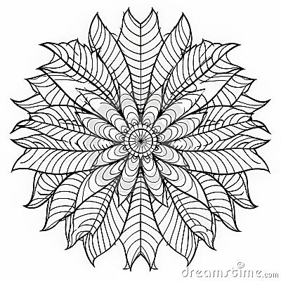 Elegant Green Leaf Adult Coloring Page Stock Photo