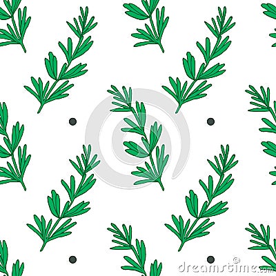 Elegant hand drawn rosemary herb seamless pattern Vector Illustration