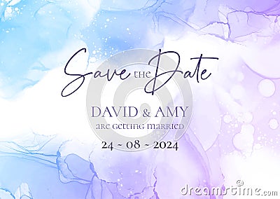 Elegant hand painted save the date invitation design Vector Illustration