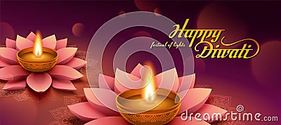 Elegant happy Diwali banner Vector Illustration