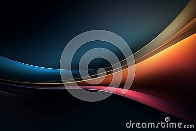 An elegant, harmonious abstract design emerges from a dark background, presenting a smooth, colorful curve blending shades of blue Stock Photo