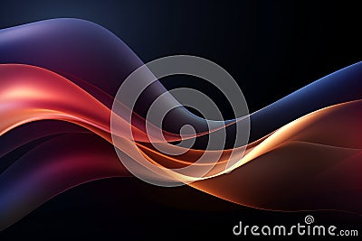 An elegant, harmonious abstract design emerges from a dark background, presenting a smooth, colorful curve blending shades of blue Stock Photo