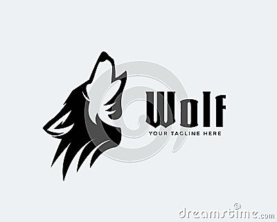 Elegant head roaring wolf art logo design inspiration Vector Illustration