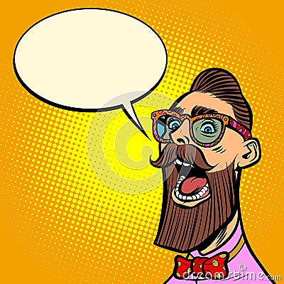 Elegant hipster screams Vector Illustration