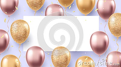 Elegant holiday design with realistic flying balloons. Party, celebration, festival background. Vector Illustration