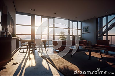 An elegant home's interior design. lighting fixture in the loft style. Design of a modern style dwelling. Generative Stock Photo