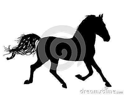 Elegant horse in gallop, silhouette. Cartoon Illustration
