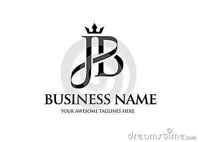 Elegant initial letter jb with crown logo vector Vector Illustration