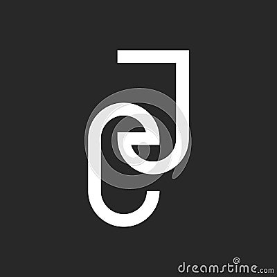 Elegant initials JC or CJ monogram logo linear design with stylish monoline minimal style, linked two letter C and J, black and Vector Illustration