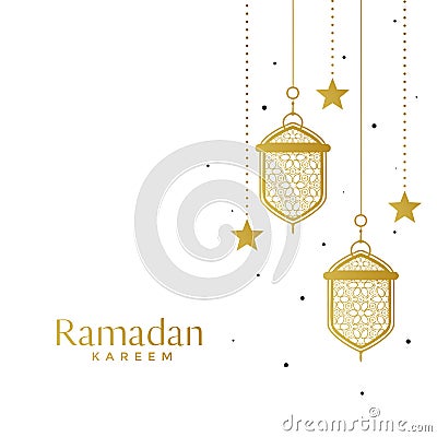 Elegant islamic lamps and star ramadan background Vector Illustration
