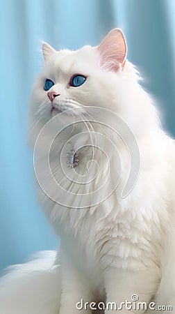 Elegant Ivory and Powder Blue Cat . Stock Photo