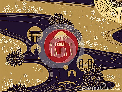 Elegant Japan travel poster Stock Photo