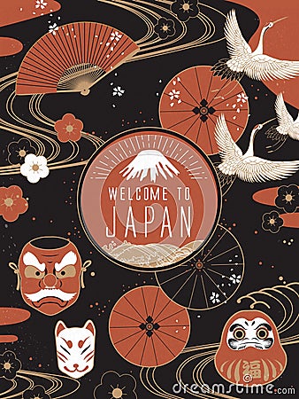 Elegant Japan travel poster Stock Photo