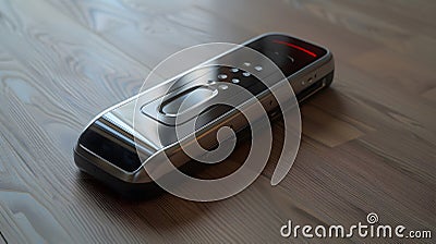 Elegant keycard access device on wooden surface. Generative by AI Stock Photo