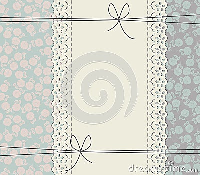 Elegant lace frame with roses Vector Illustration