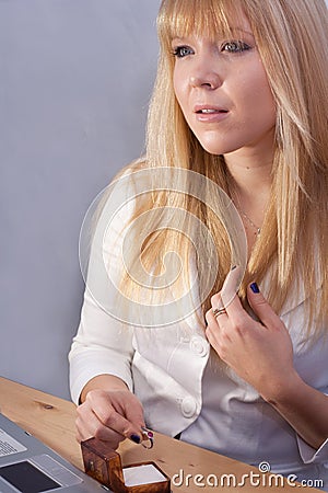 Elegant lady wearing a ring Stock Photo