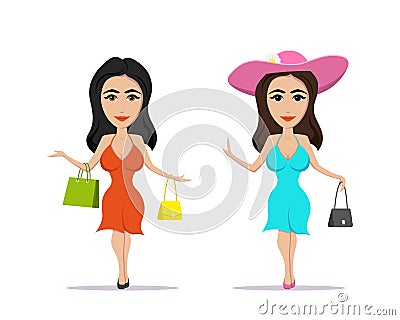 Elegant lady character Vector Illustration