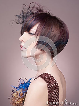 Elegant lady with short hairstyle Stock Photo