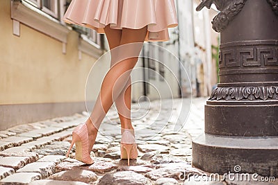 Elegant lady wearing high heels Stock Photo