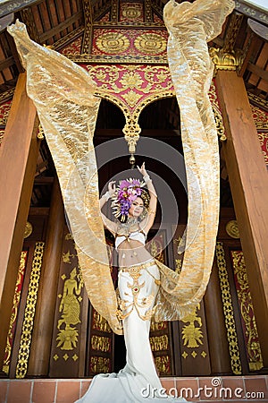 An elegant Lanna woman ChiangMai North Thailand. Stock Photo