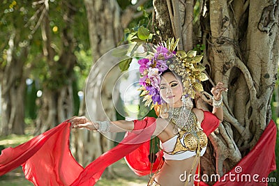 An elegant Lanna woman ChiangMai North Thailand. Stock Photo