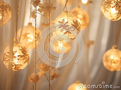 Lanterns Background. Generative Ai Stock Photo