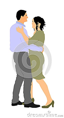 Elegant Latino dancers couple illustration isolated. Sensual tango dancing people in ballroom night event. Wedding dancer. Cartoon Illustration