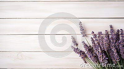 Elegant Lavender Flowers On White Wood Background Stock Photo