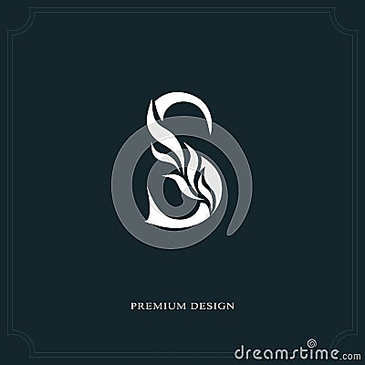 Elegant letter S. Graceful royal style. Vector Illustration