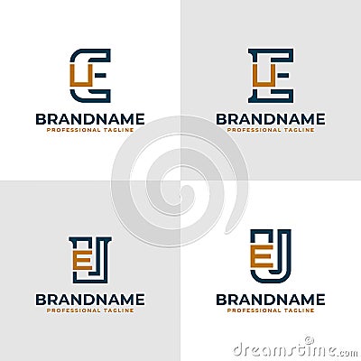 Elegant Letters EU and UE Monogram Logo, suitable for business with EU or UE initials Vector Illustration