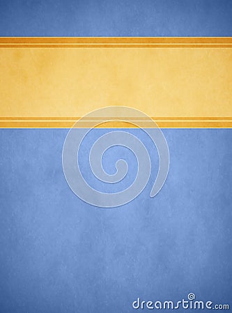 Elegant Light Blue Parchment. Textured Gold Banner with Rich Gold Trim. Stock Photo
