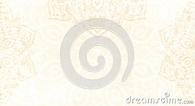 Elegant light cream sandstone background with mandala decorations Stock Photo