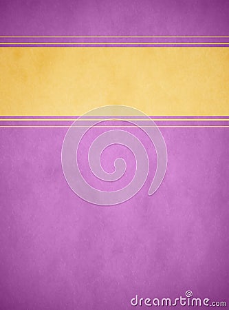 Elegant Light Purple Parchment. Textured Gold Banner with Purple and Gold Trim. Stock Photo