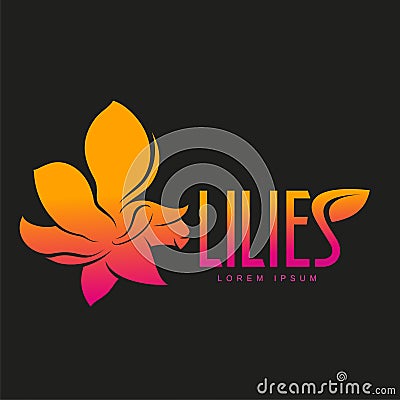 Elegant lilies logo template Cartoon Illustration