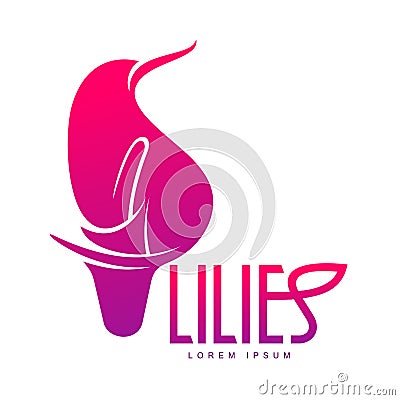 Elegant lilies logo template Cartoon Illustration