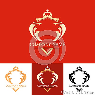 Elegant Line Art Red Blazon Vector Illustration