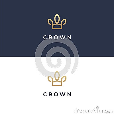 Elegant linear crown logo. Vector Illustration