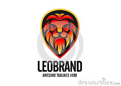 Elegant lion head logo design illustration Vector Illustration