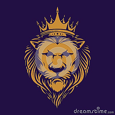 Elegant Lion King Royal Logo Company Cartoon Illustration