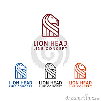 Elegant Lion Logo with Line Head Concept Vector Illustration