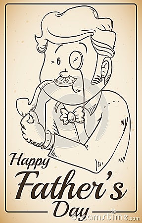 Elegant Lord Celebrating Father's Day in Retro Poster, Vector Illustration Vector Illustration
